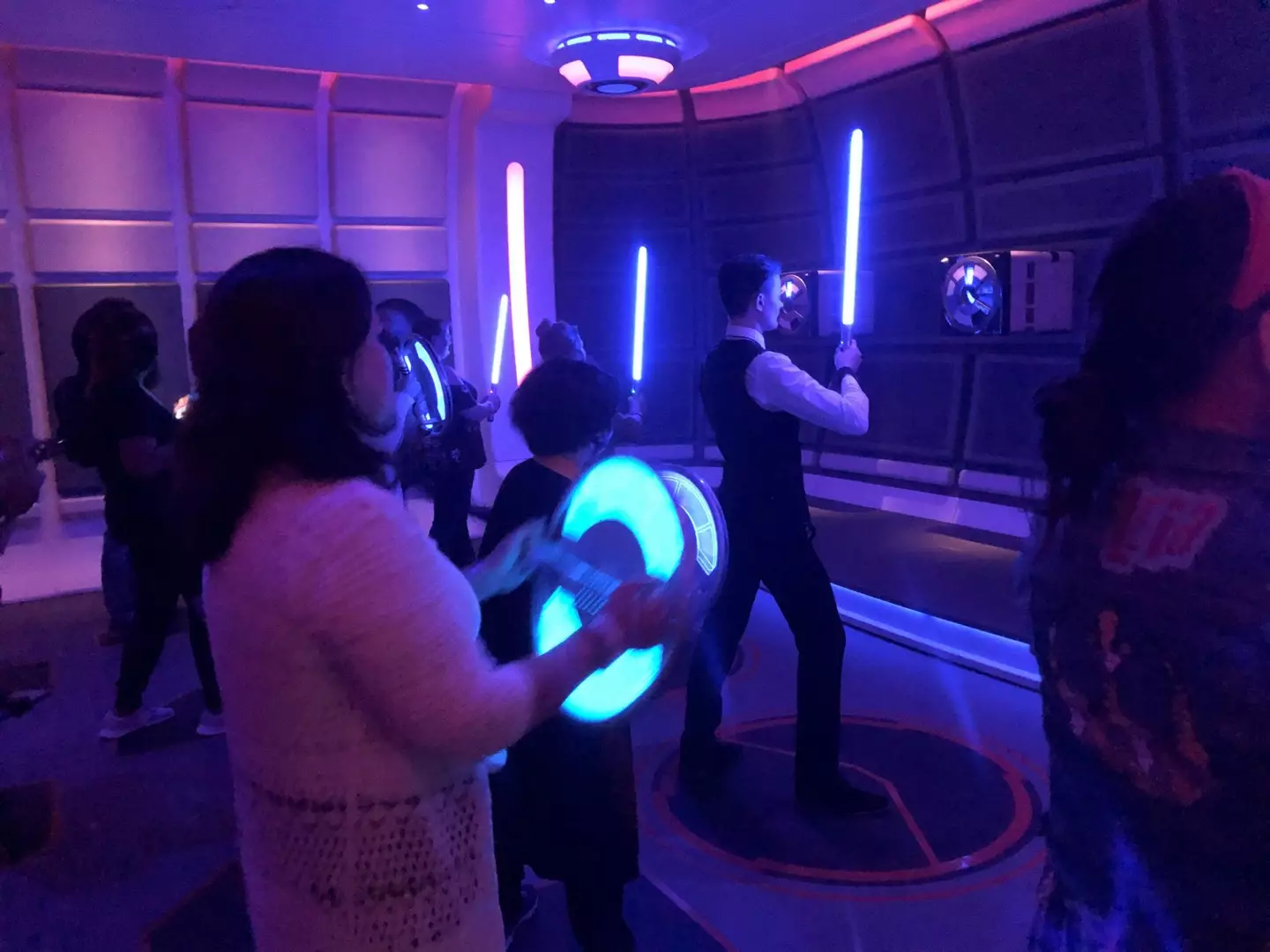Guests could partake in lightsaber training.