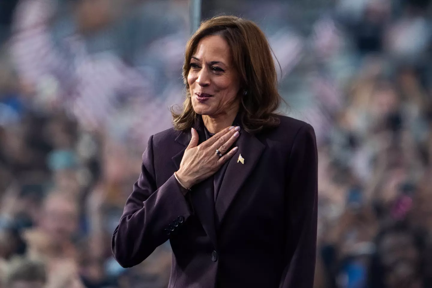 Wood explains Harris could feel 'the crowd's love' which made 'her truly happy.' (Tom Williams/CQ-Roll Call, Inc via Getty Images)