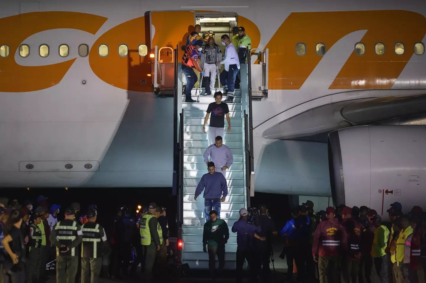 Deported individuals from the US arrive in Venezuela (Bloomberg via Getty Images)