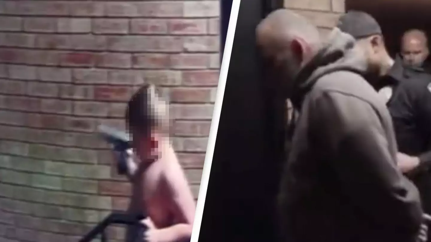 Dad arrested live on TV after toddler is seen waving loaded gun around