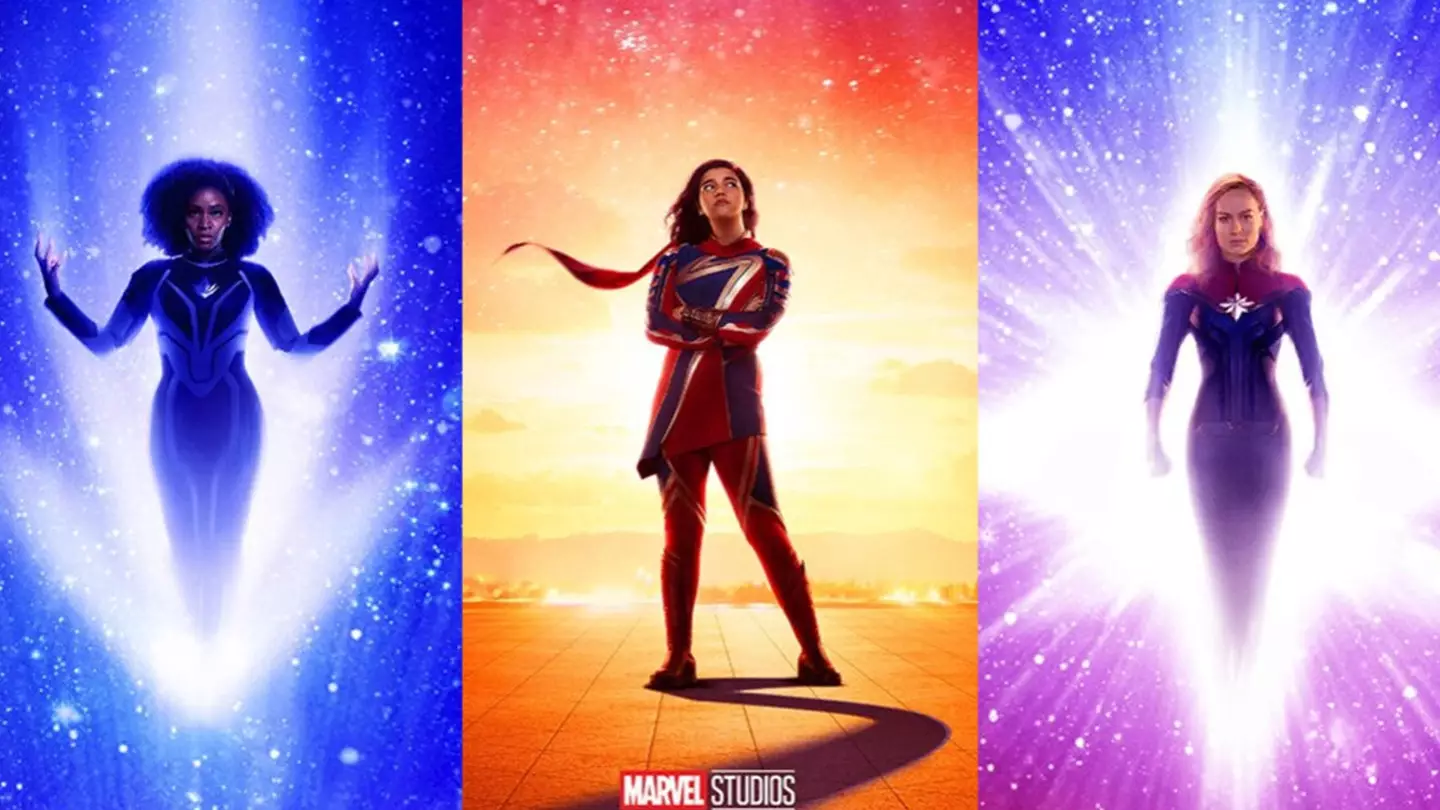 From left to right: Monica Rambeau, Brie Larson, Kamala Khan in The Marvels.