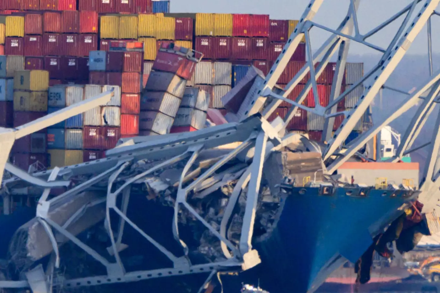 The ship was able to send a distress signal before it hit the bridge.