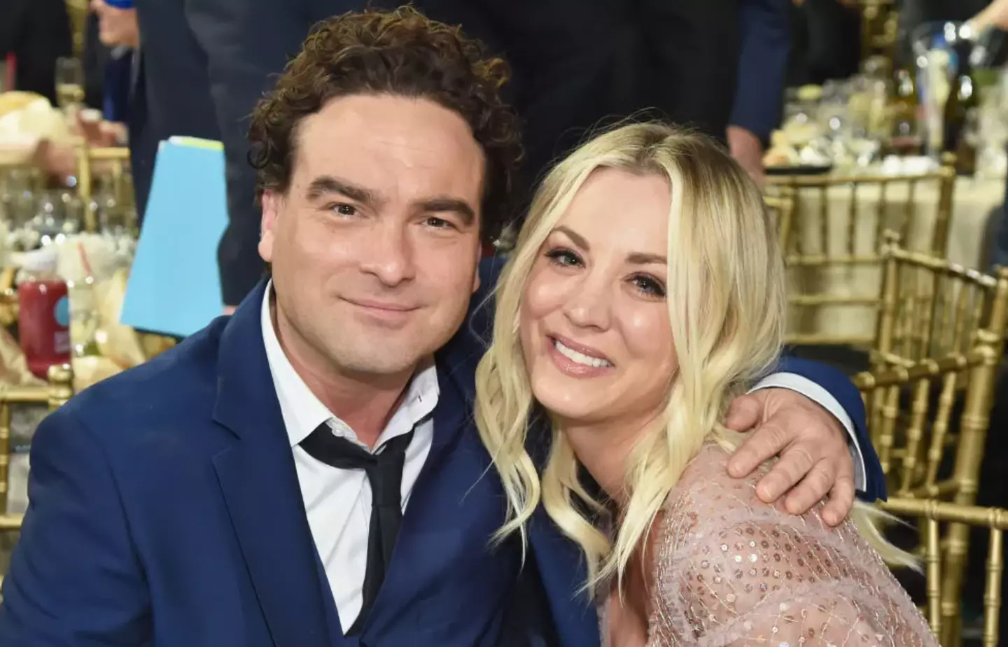 Kaley Cuoco with her co-star and ex-boyfriend Johnny Galecki.