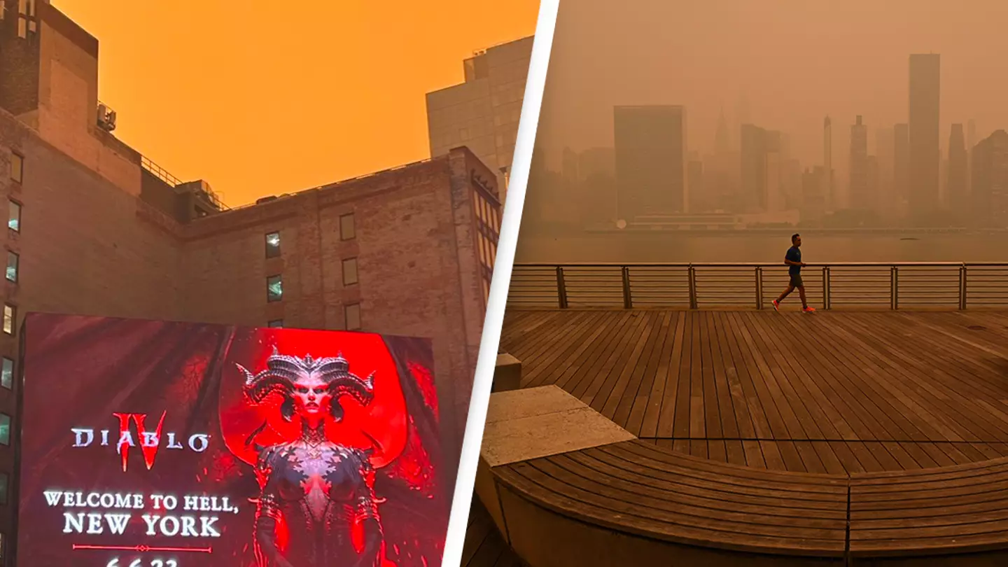 Diablo IV’s ‘Welcome to Hell’ advert in New York City is perfect timing as the city sky turns orange