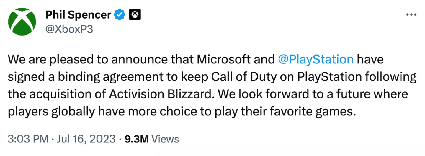 Microsoft Gaming CEO Phil Spencer announced the deal on Twitter.