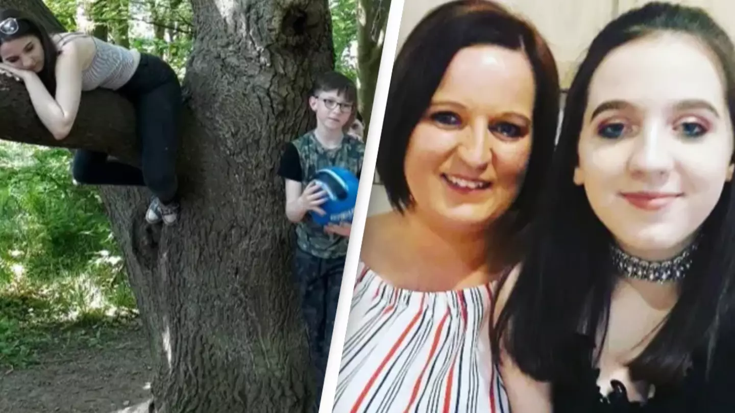 Family left horrified after spotting chilling detail in background of photo in woods