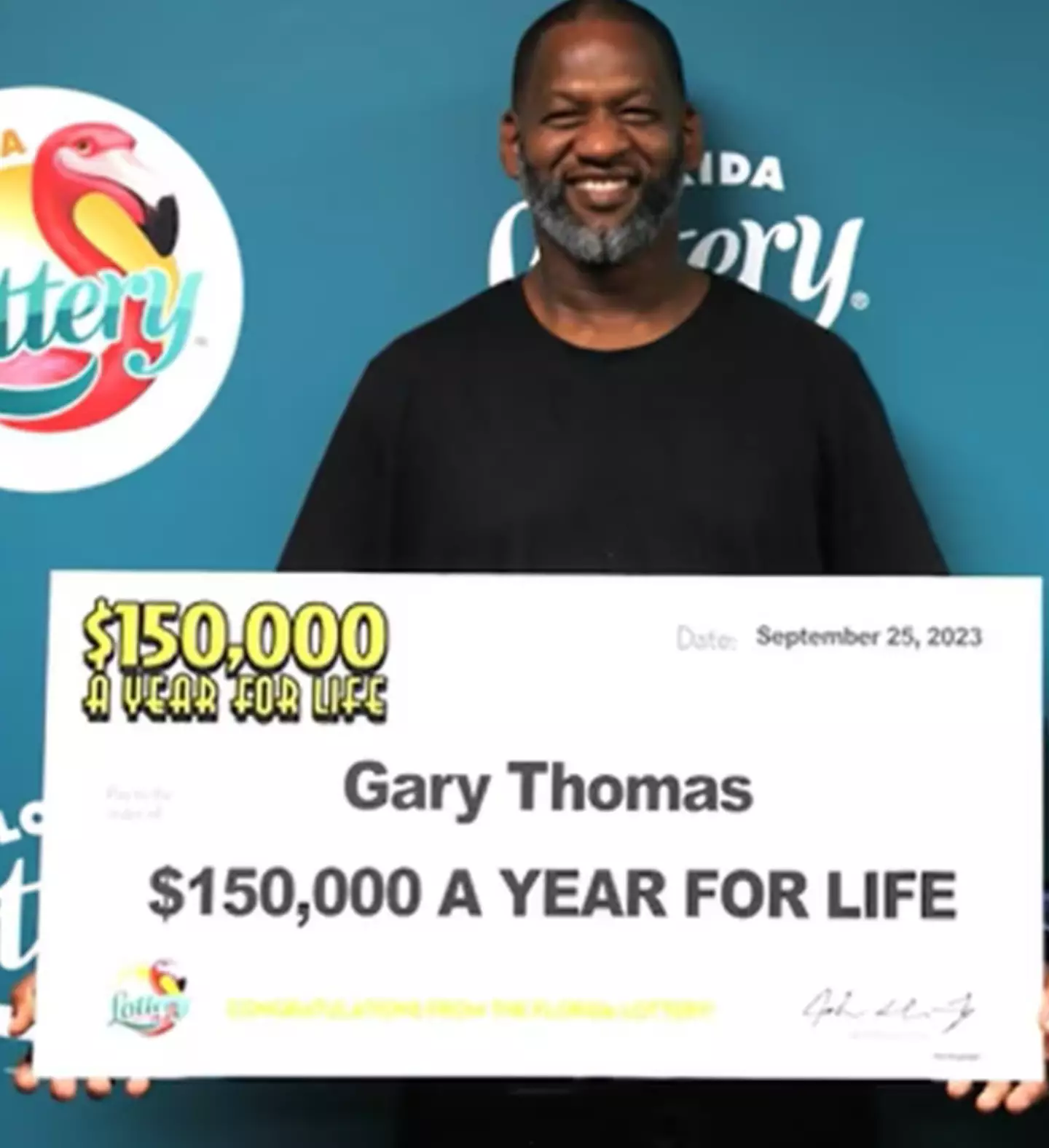Gary Thomas with his winnings.