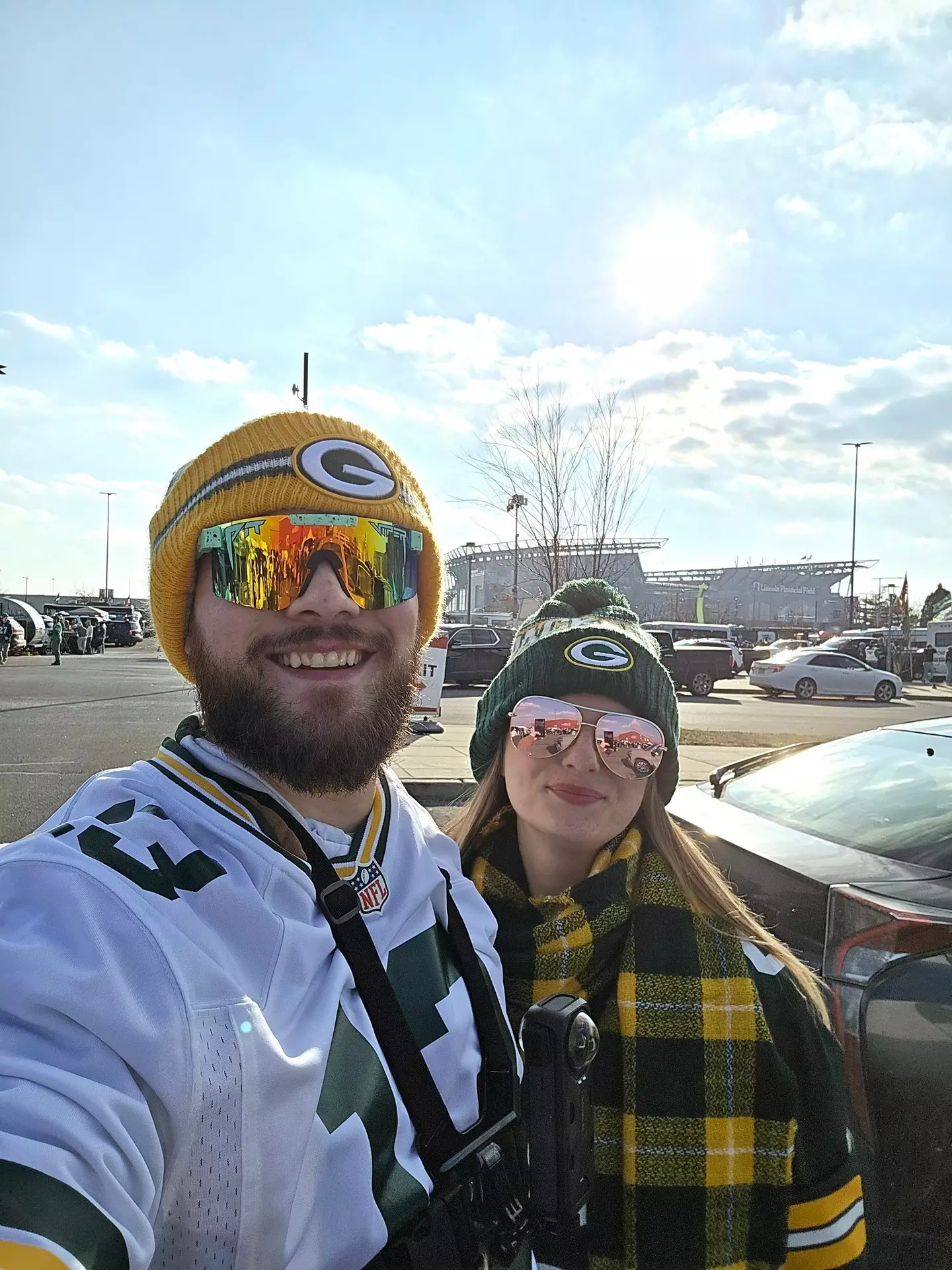 Alexander and his fiance, Ally, before the game (Alexander Basara/Twitter)