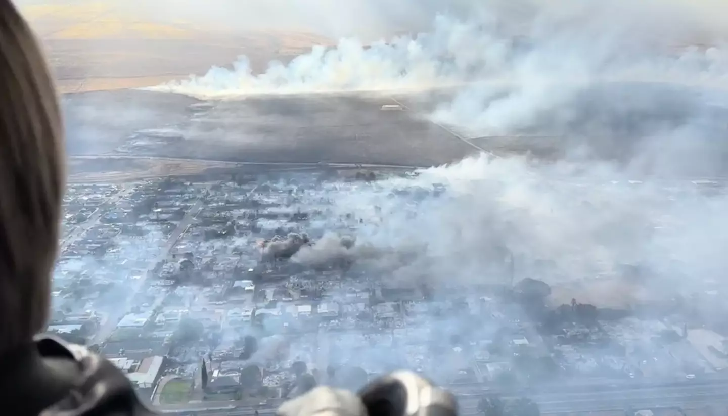 Shocking aerial footage shows the devastation the wildfire caused.