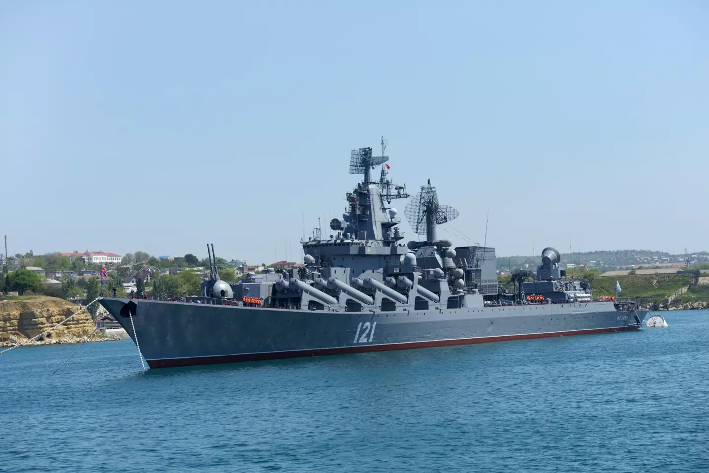 Moskva is billed as being ‘by far the most powerful warship in the Black Sea’.