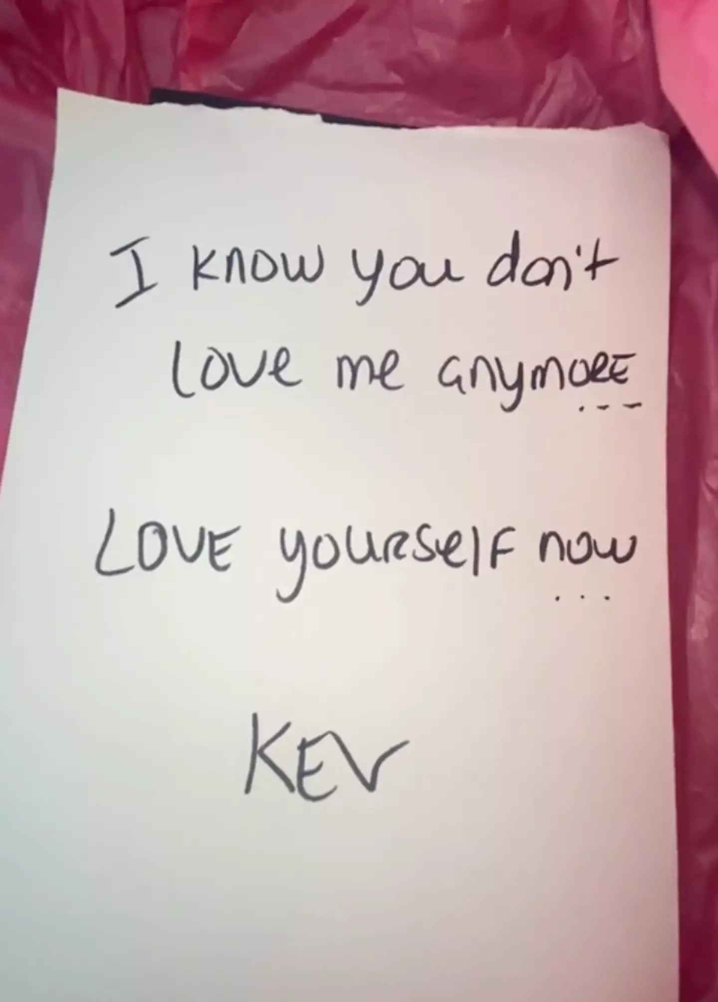 The gift also contained a note.