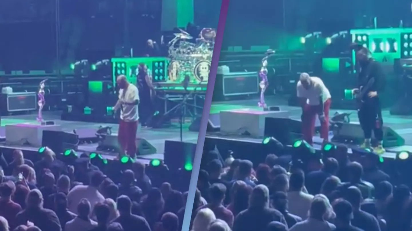 Moment Five Finger Death Punch lead singer jumps into audience after girl starts having seizure