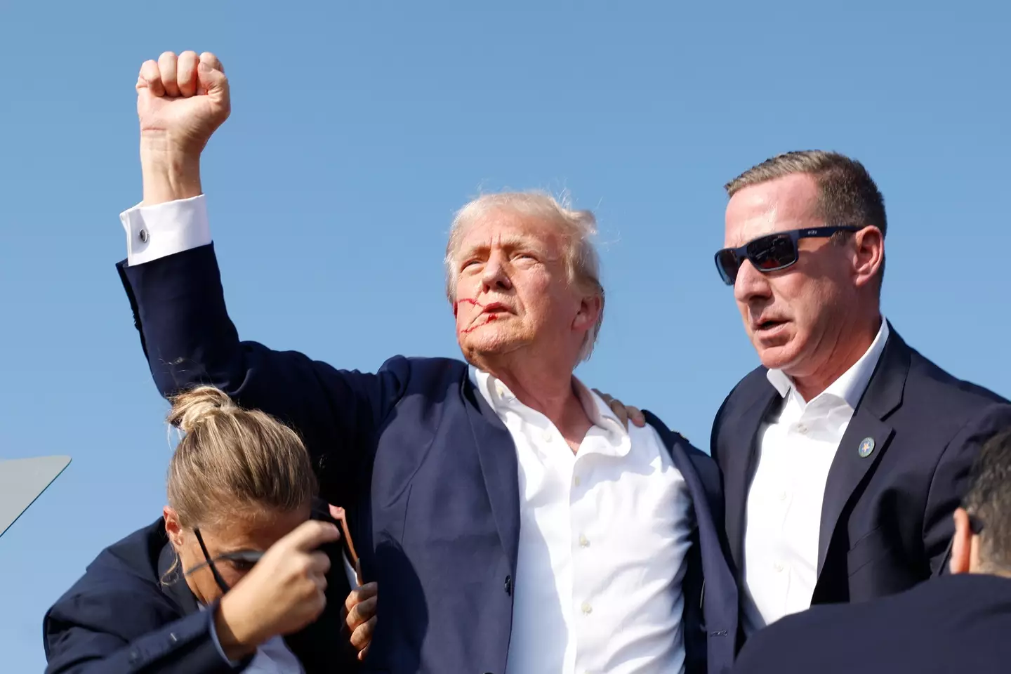 Trump raised his fist after being grazed by a bullet. (Anna Moneymaker/Getty Images)