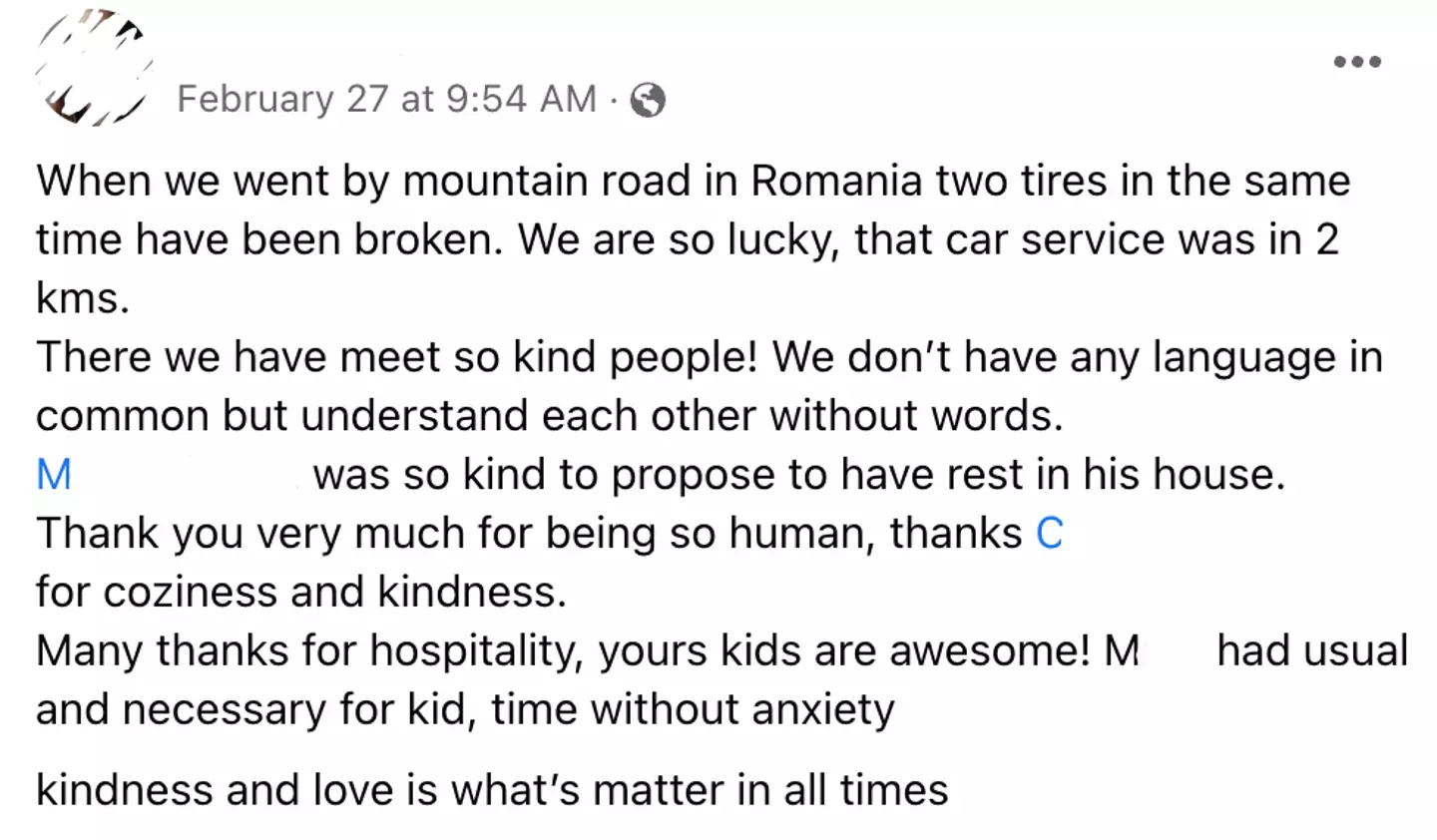 Nadiia's status about finding help (Supplied)