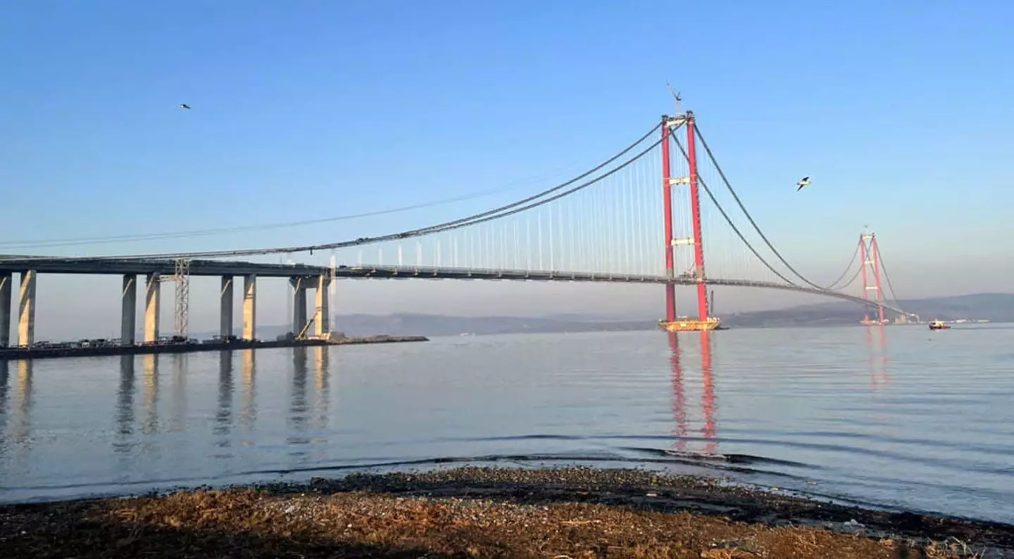 The bridge opened in 2022 and has broken records. (Burak Akay/Anadolu Agency via Getty Images)