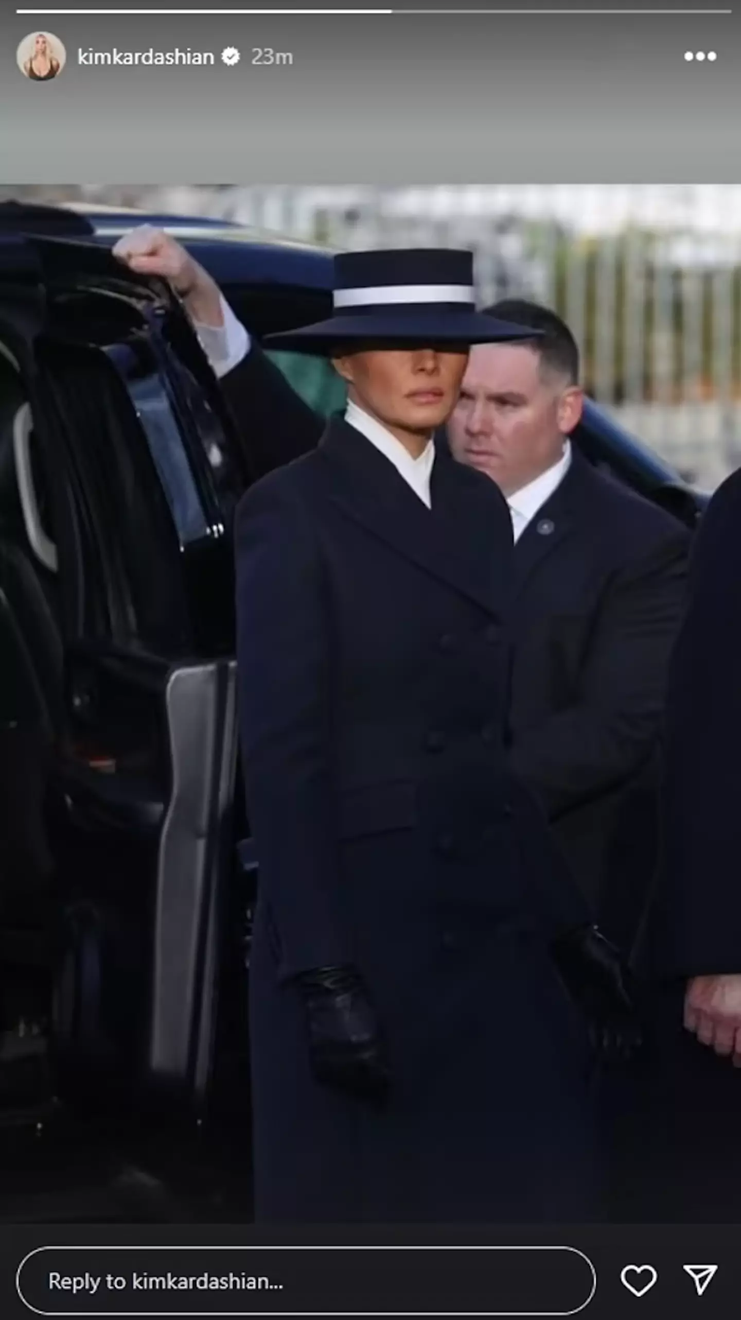Kim lost 150,000 followers on Instagram after she uploaded a picture of First Lady Melania Trump donning her inauguration outfit (Instagram/kimkardashian)