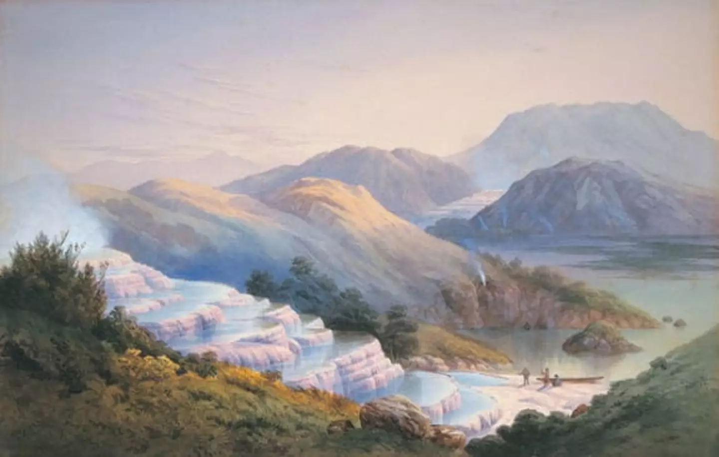 A painting of the pink and white terraces.