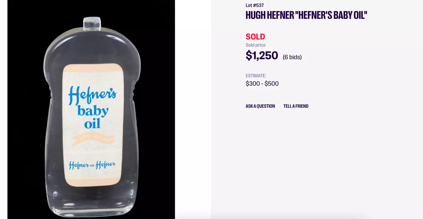 Hefner's personalised oil is there too.