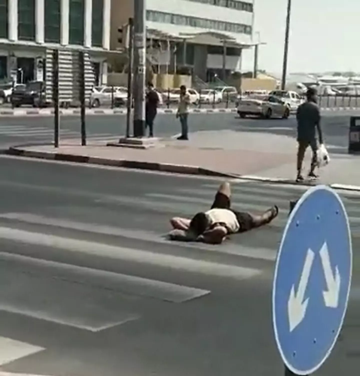 The man's TikTok video showed him appearing to sleep in the middle of a busy road.