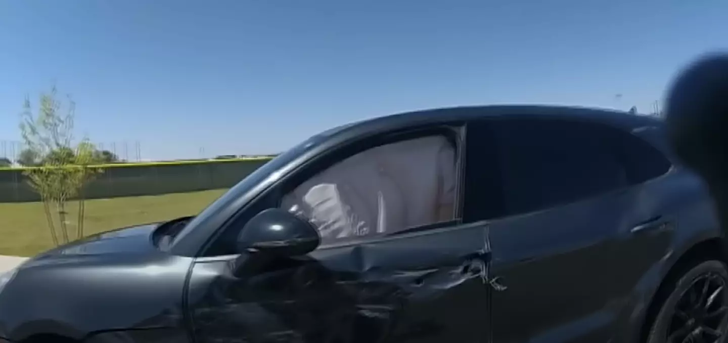 The car's airbags went off as a result of the crash.