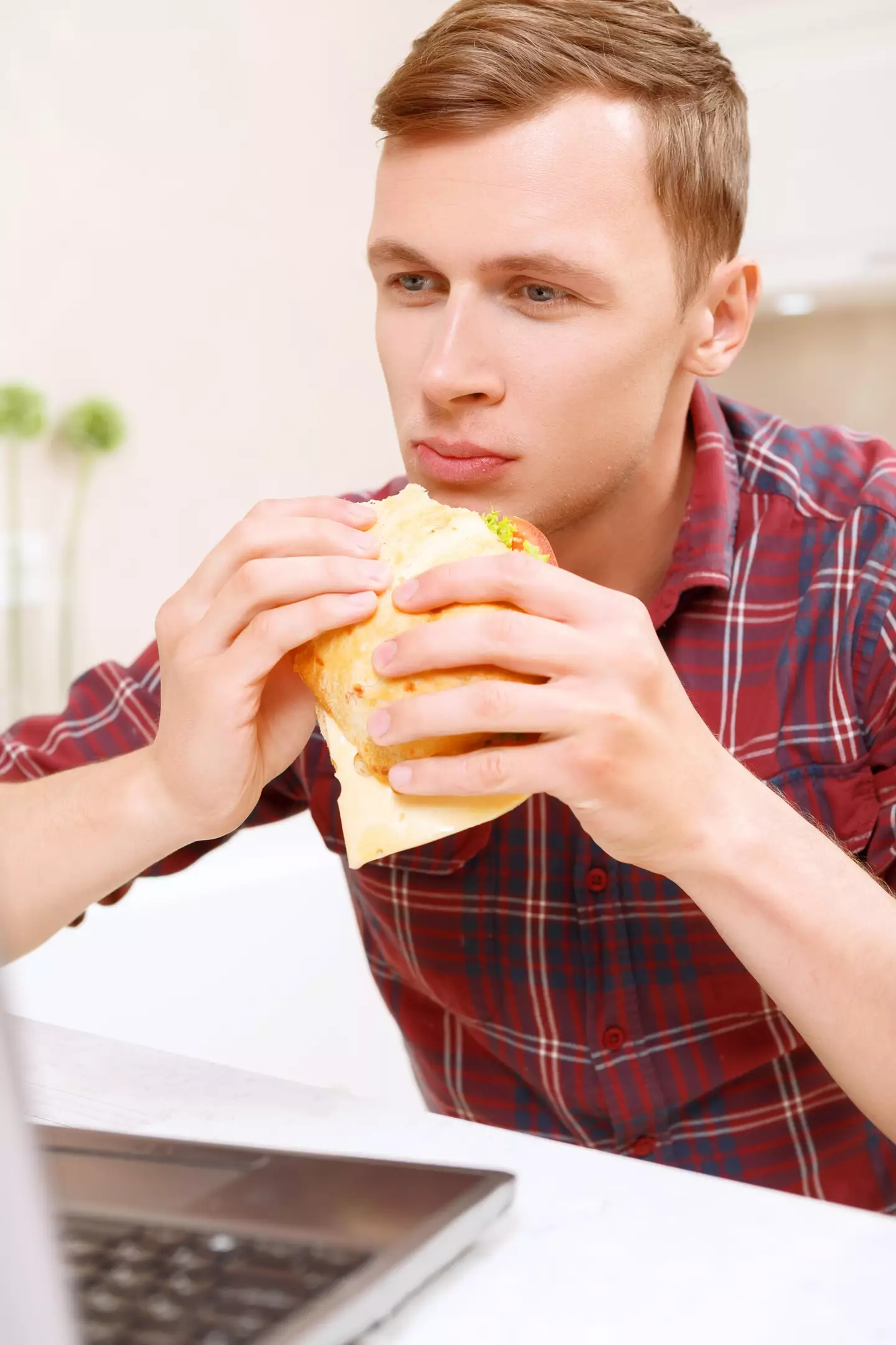 The man enjoys a long lunch break on a typical day.