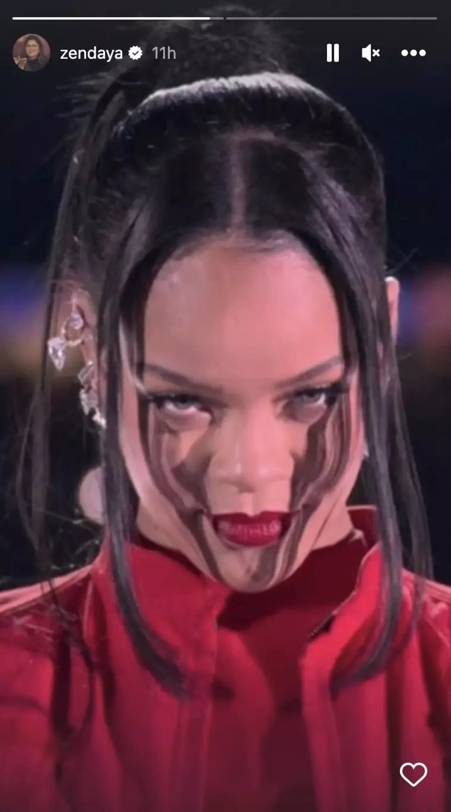 Zendaya first shared an image of Rihanna during her Superbowl performance.