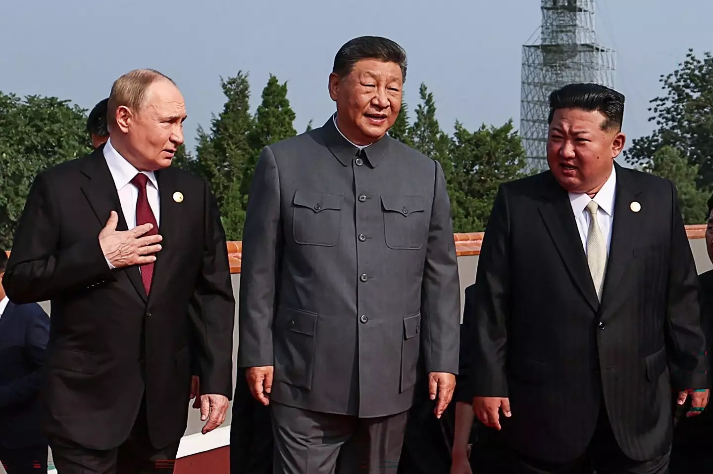 The three world leaders made a rare appearance together (ALEXANDER KAZAKOV/POOL/AFP via Getty Images)