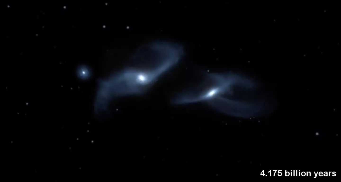 Billions of years later, the galaxies will collide.