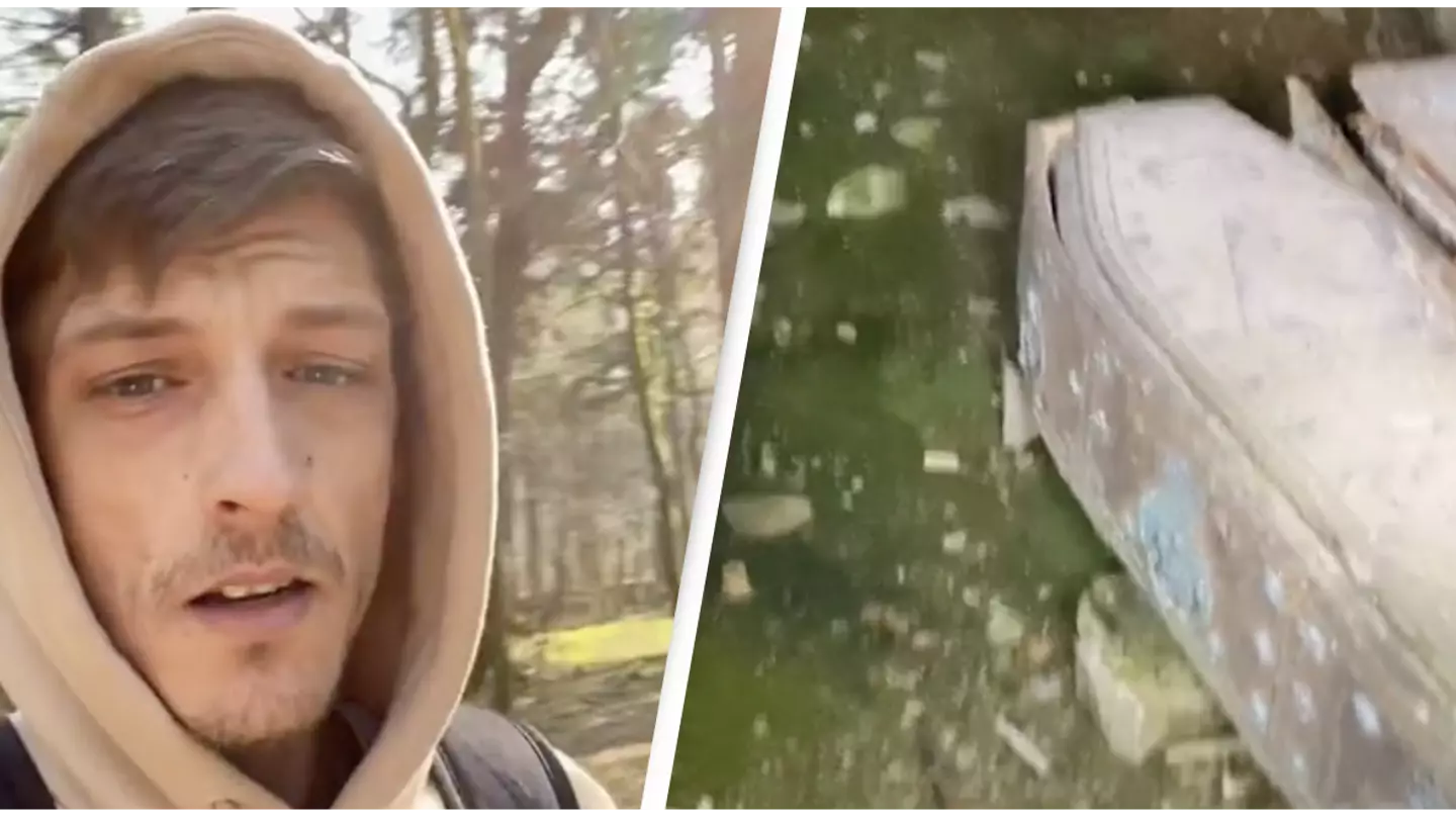 Viewers Baffled After Explorer Stumbles Upon Coffins While Exploring The Woods