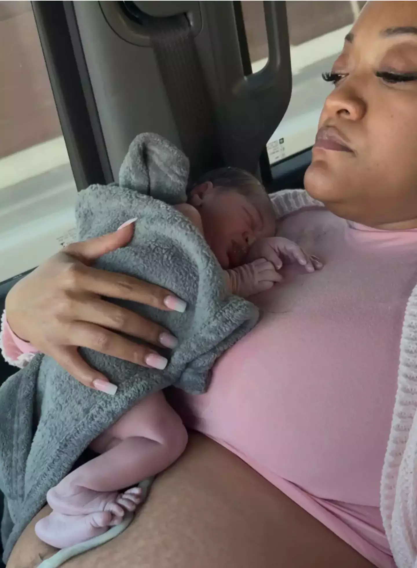 Wells' baby girl, Alena, was born on the side of the road after being turned away from hospital (Facebook/Leon Wells)