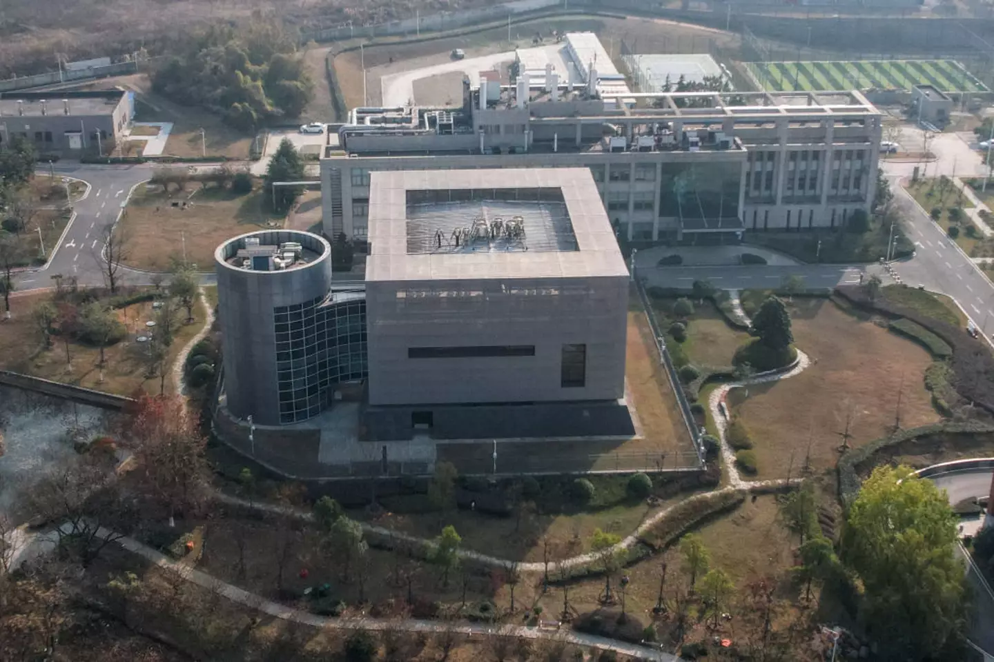 The landing page states that COVID-19 came from the Wuhan lab (HECTOR RETAMAL / Contributor / Getty)