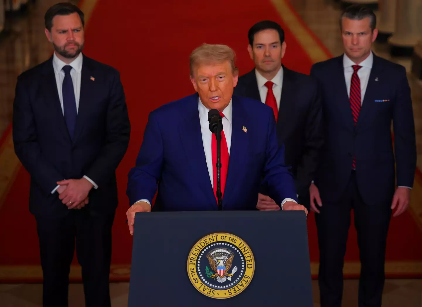 Donald Trump addressed the nation after the missiles were launched (Carlos Barria - Pool/Getty Images)