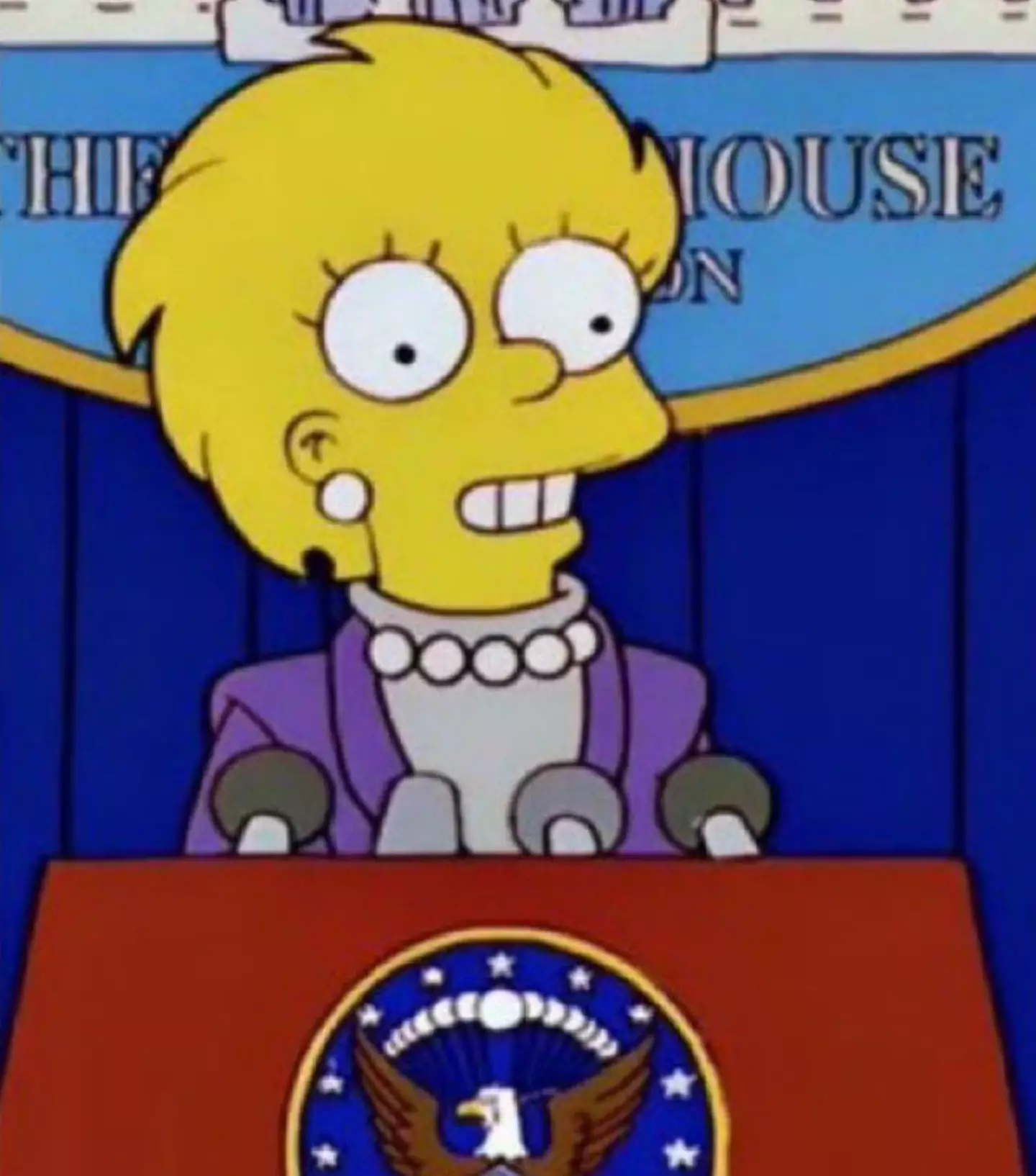 Lisa Simpson became president in The Simpsons episode, titled 'Bart to the Future' which aired in March 2000. (Fox)
