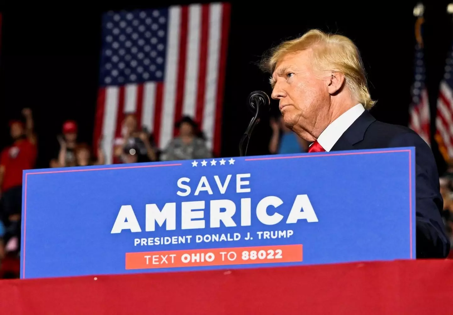 Former U.S. president Donald Trump holds a rally in Youngstown, Ohio, U.S., September 17, 2022.