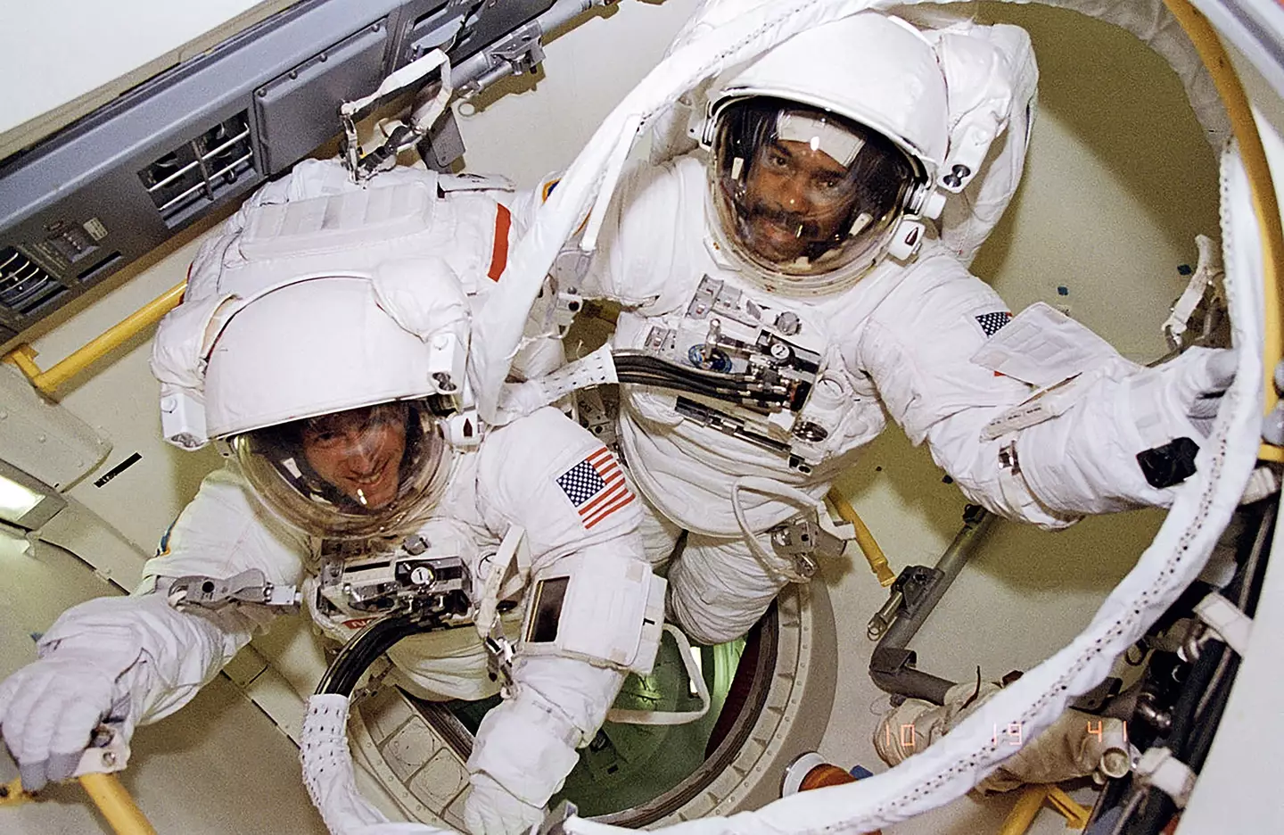 Michael Foale (left) had just minutes left to live when the accident occured in 1997 (NASA/Interim Archives/Getty Images)