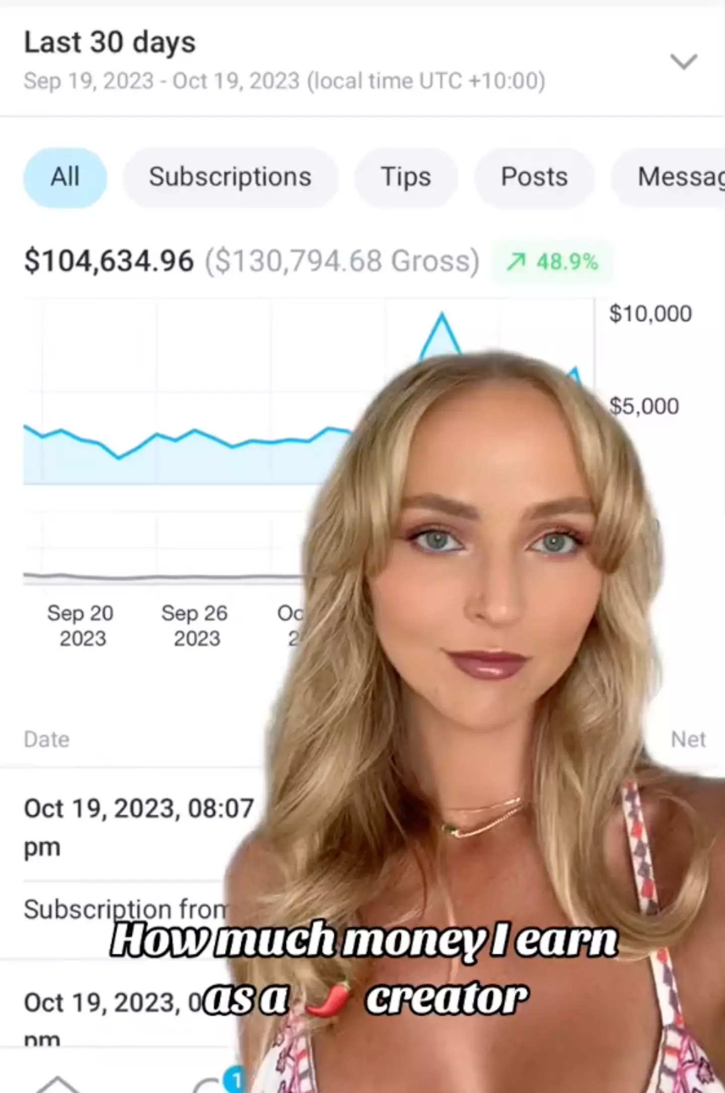Annie posted the video to prove her earnings.