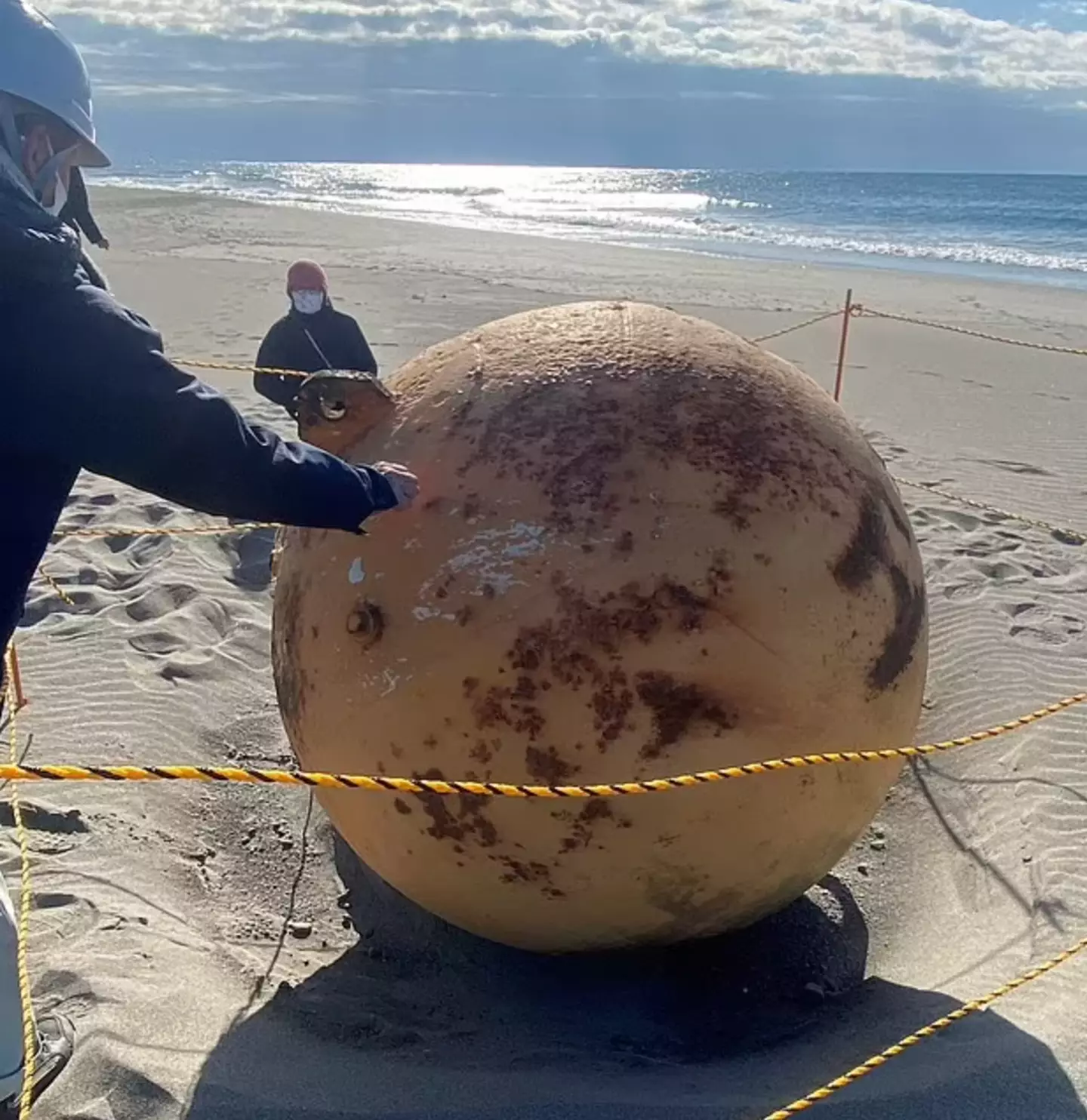 Disposal squads were enlisted to the beach with worries the ball could have been a sea mine.