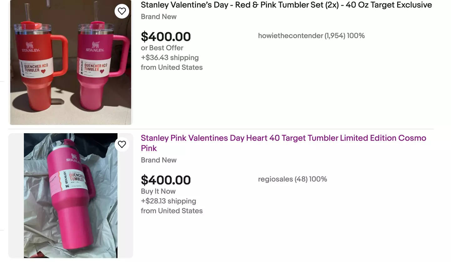 Limited edition Stanley cups are being resold for eye-watering amounts online.