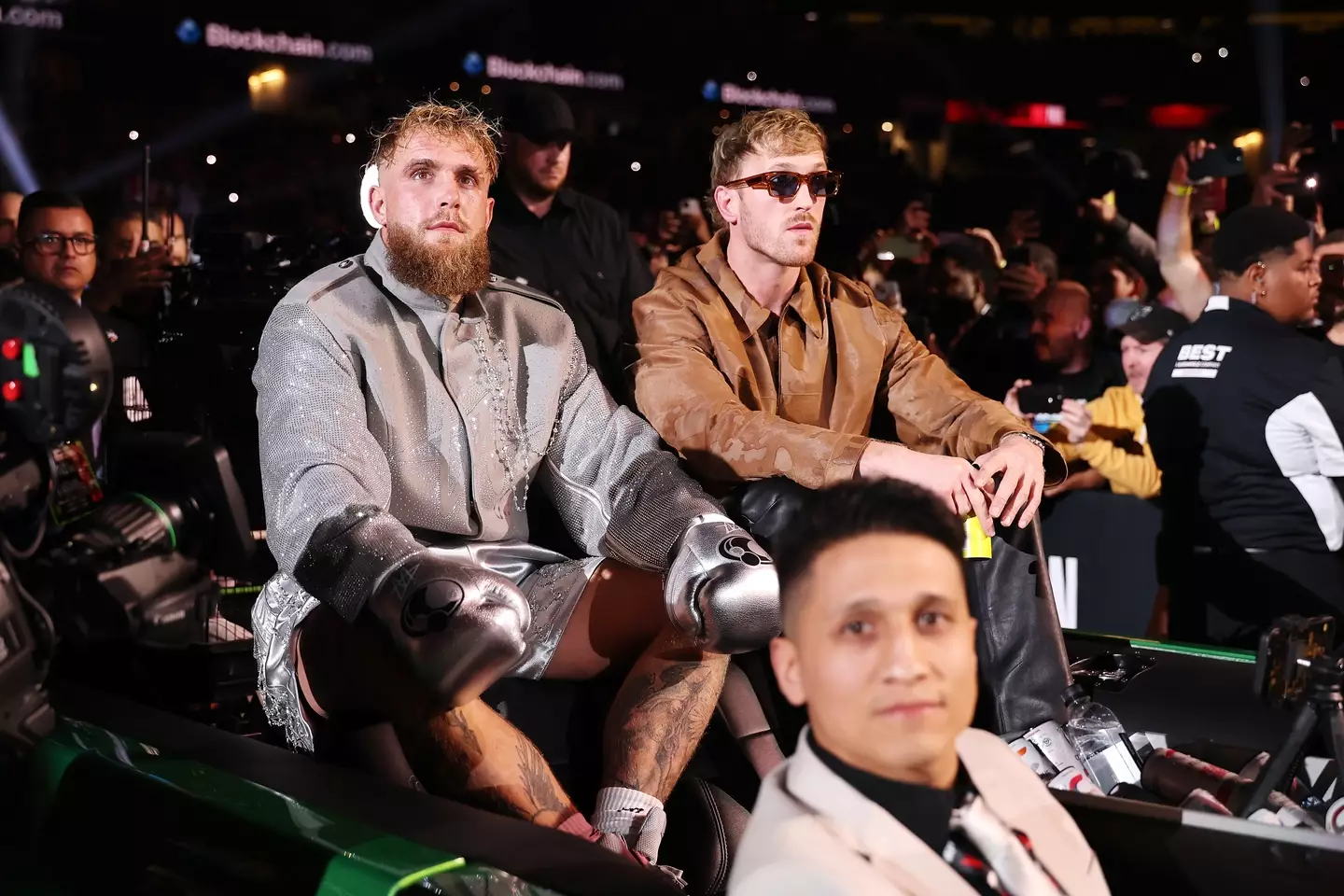 Logan Paul was on hand to support his brother, Jake (Al Bello/Getty Images for Netflix © 2024)