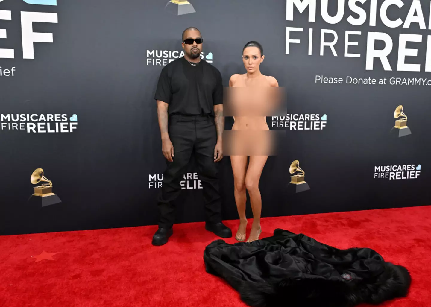 Censori's dress left little to the imagination (Axelle/Bauer-Griffin/FilmMagic)