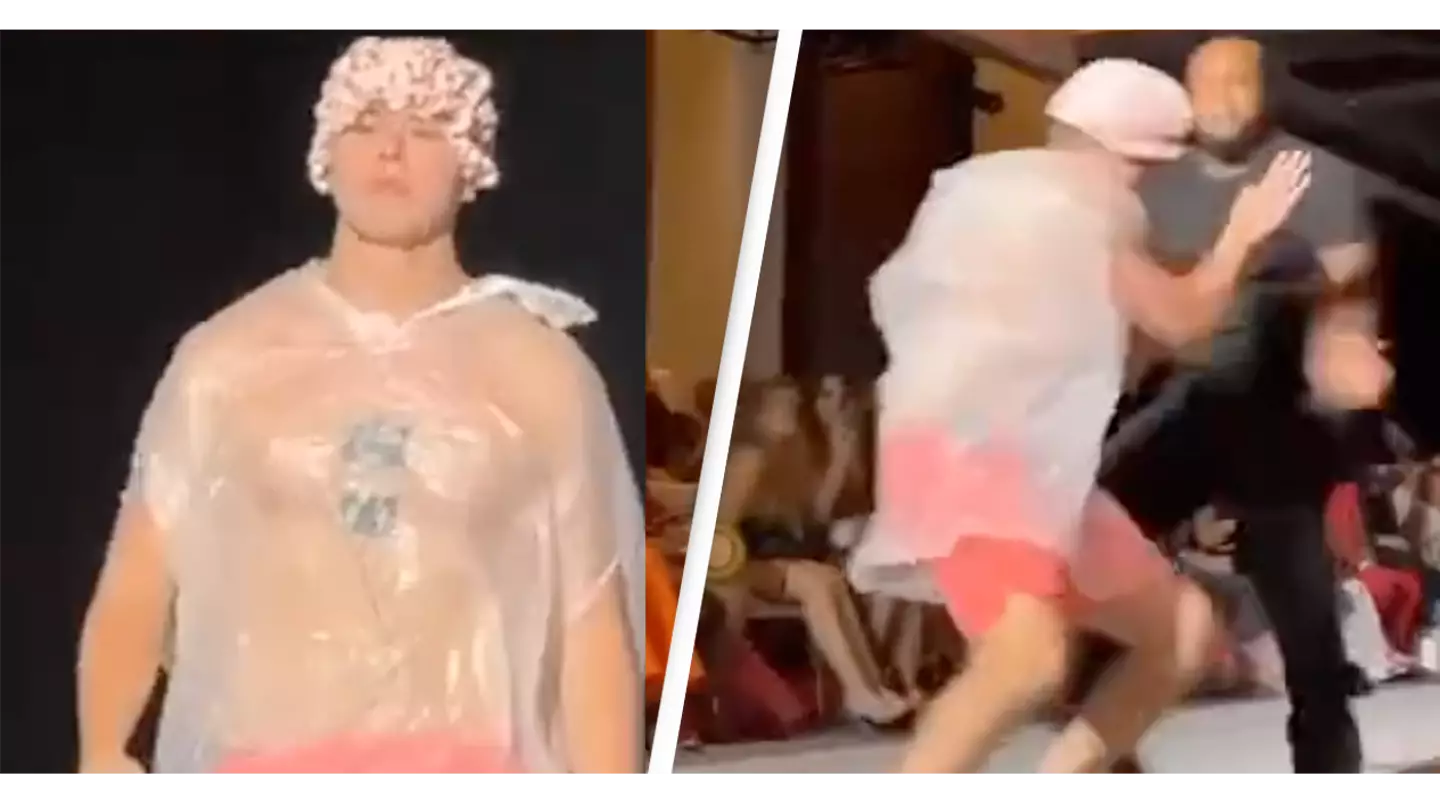Imposter does catwalk in trashbag at New York Fashion Week and no one notices until security intervene