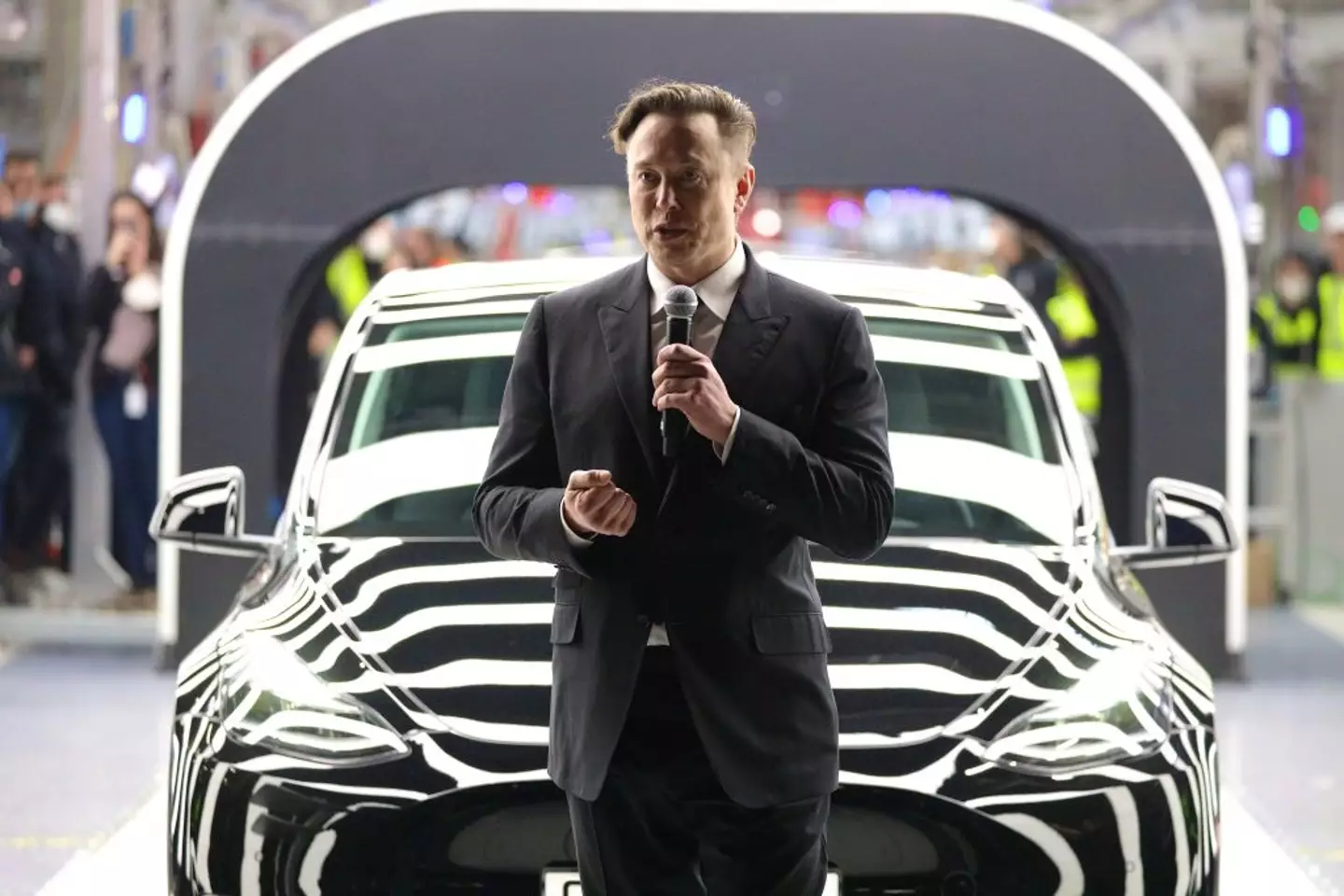 Tesla CEO Elon Musk speaking during the official opening of a Tesla manufacturing plant in Germany back in 2022 (Christian Marquardt - Pool/Getty Images)