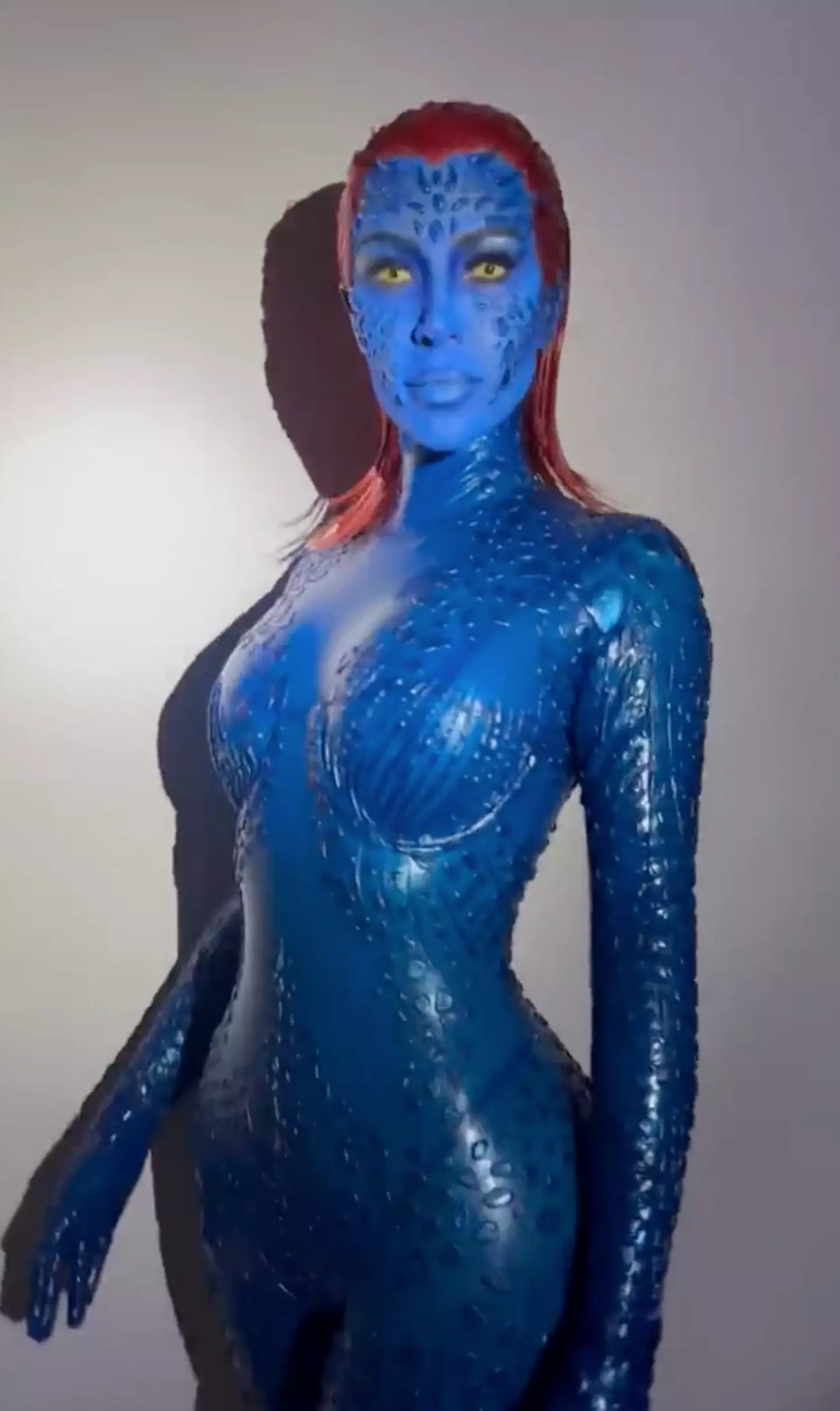 Fans think Kim Kardashian has gone on an 'audition' for a role in X-Men's MCU with her Mystique-inspired Halloween costume.