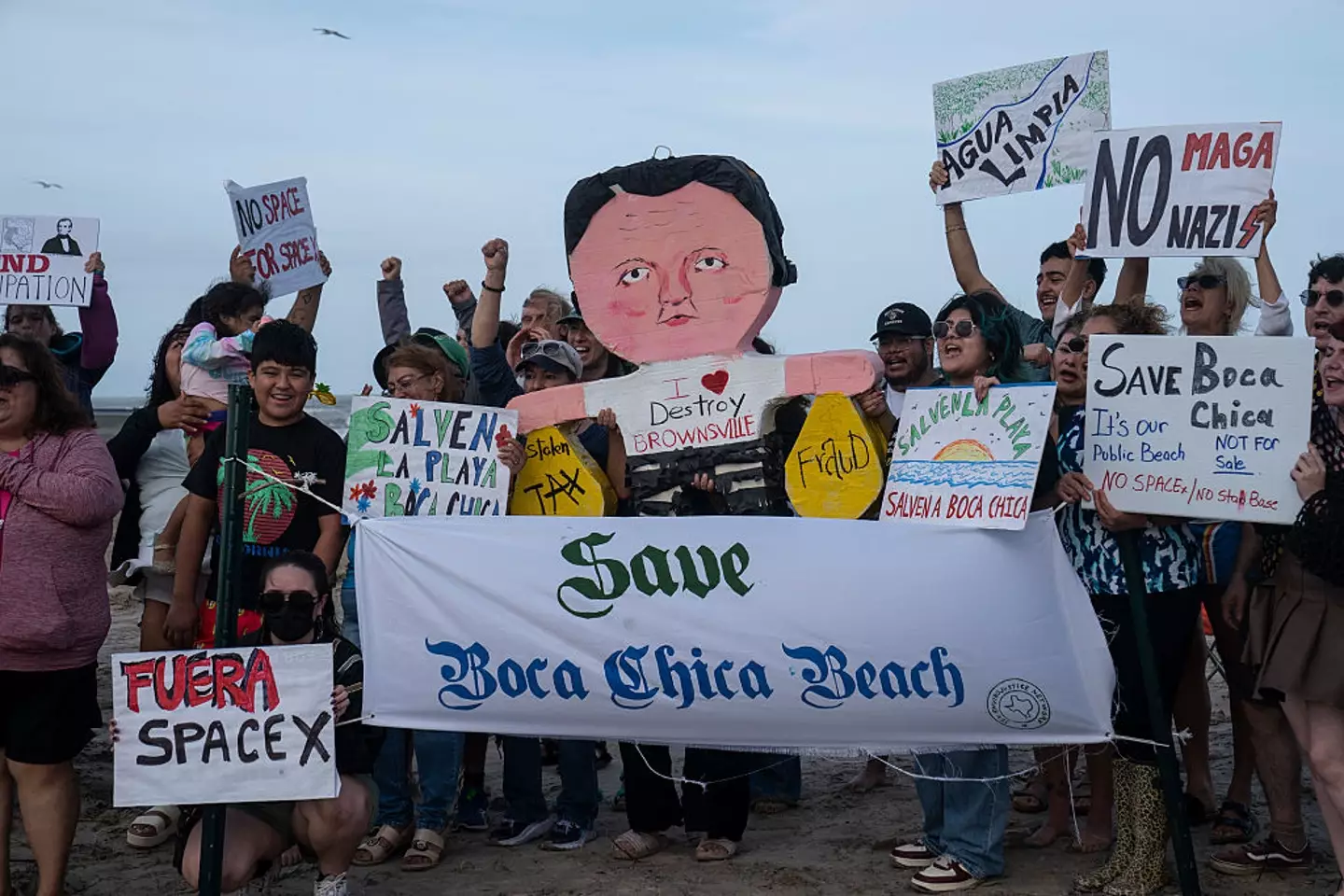 Locals protested against Musk turning Boca Chica Village into Starbase (GABRIEL CARDENAS/AFP via Getty Images)