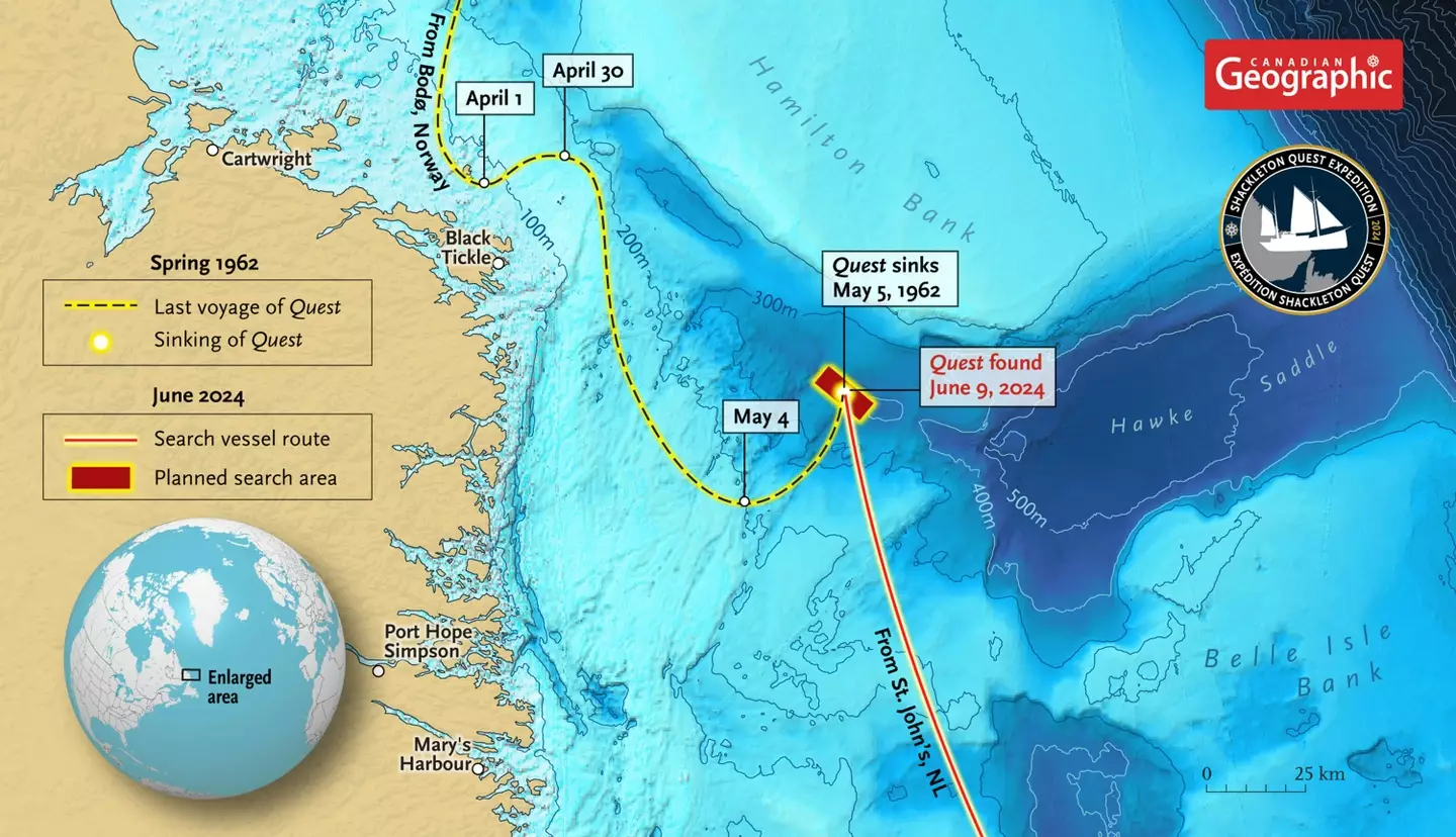 The wreckage of Quest has since been found. (Royal Canadian Geographical Society)