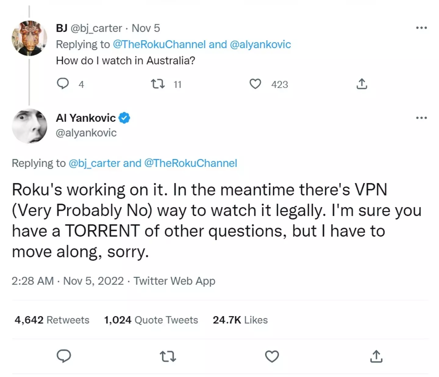 Weird Al gave his blessing (sort of) to people who wanted to pirate his biopic.
