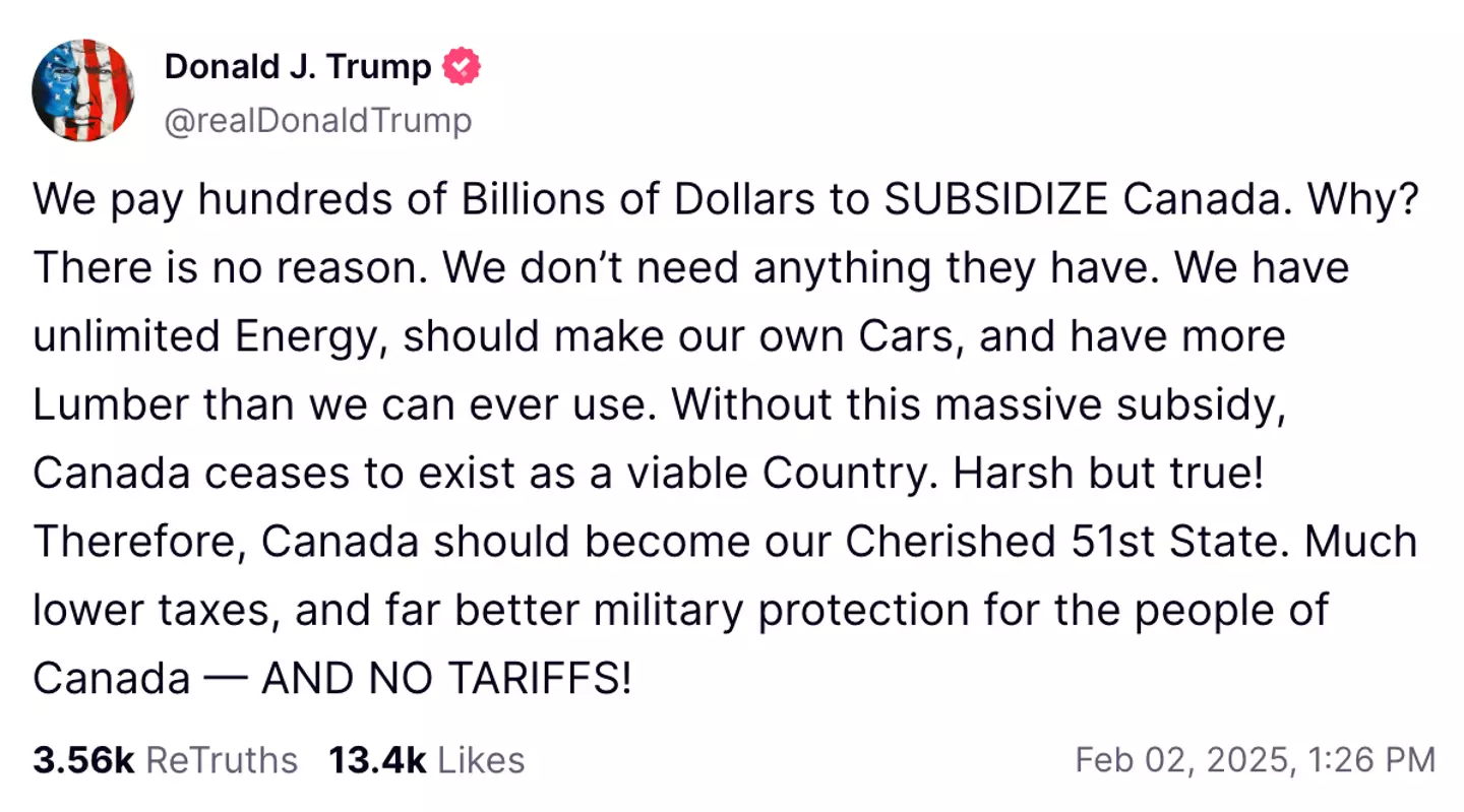 Trump took to Truth Social to make the suggestion (Truth/ @realDonaldTrump)