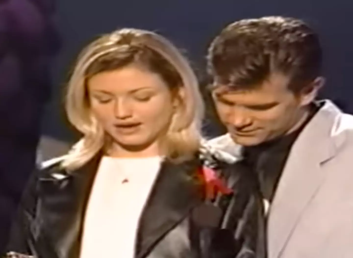 Isaak and Diaz were announcing the 'Best Kiss' award.