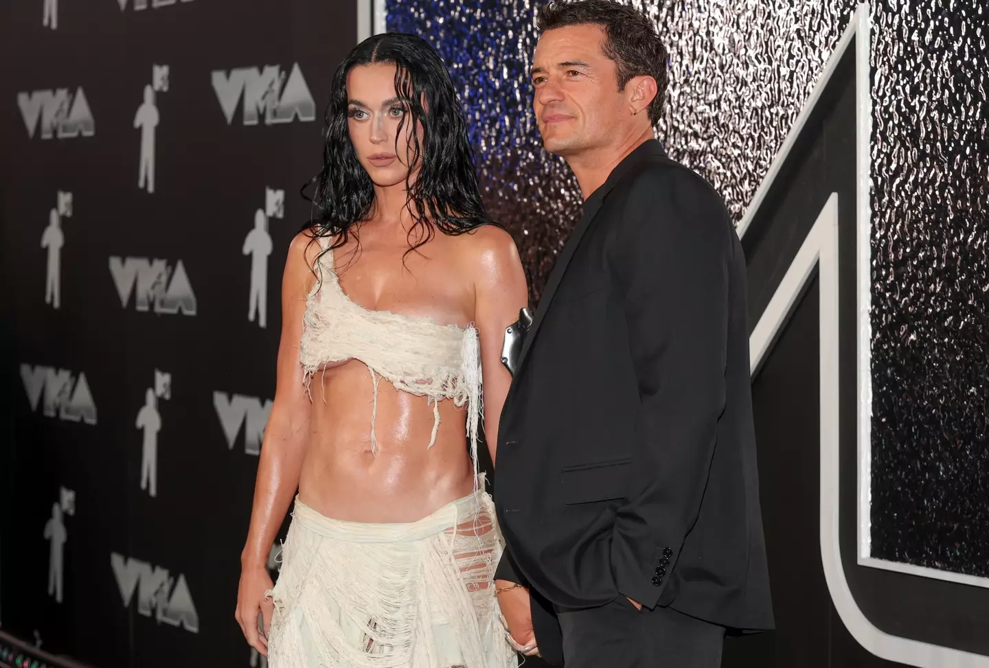 Katy Perry and Orlando Bloom seen at the 2024 VMAs (Christopher Polk/Billboard via Getty Images)