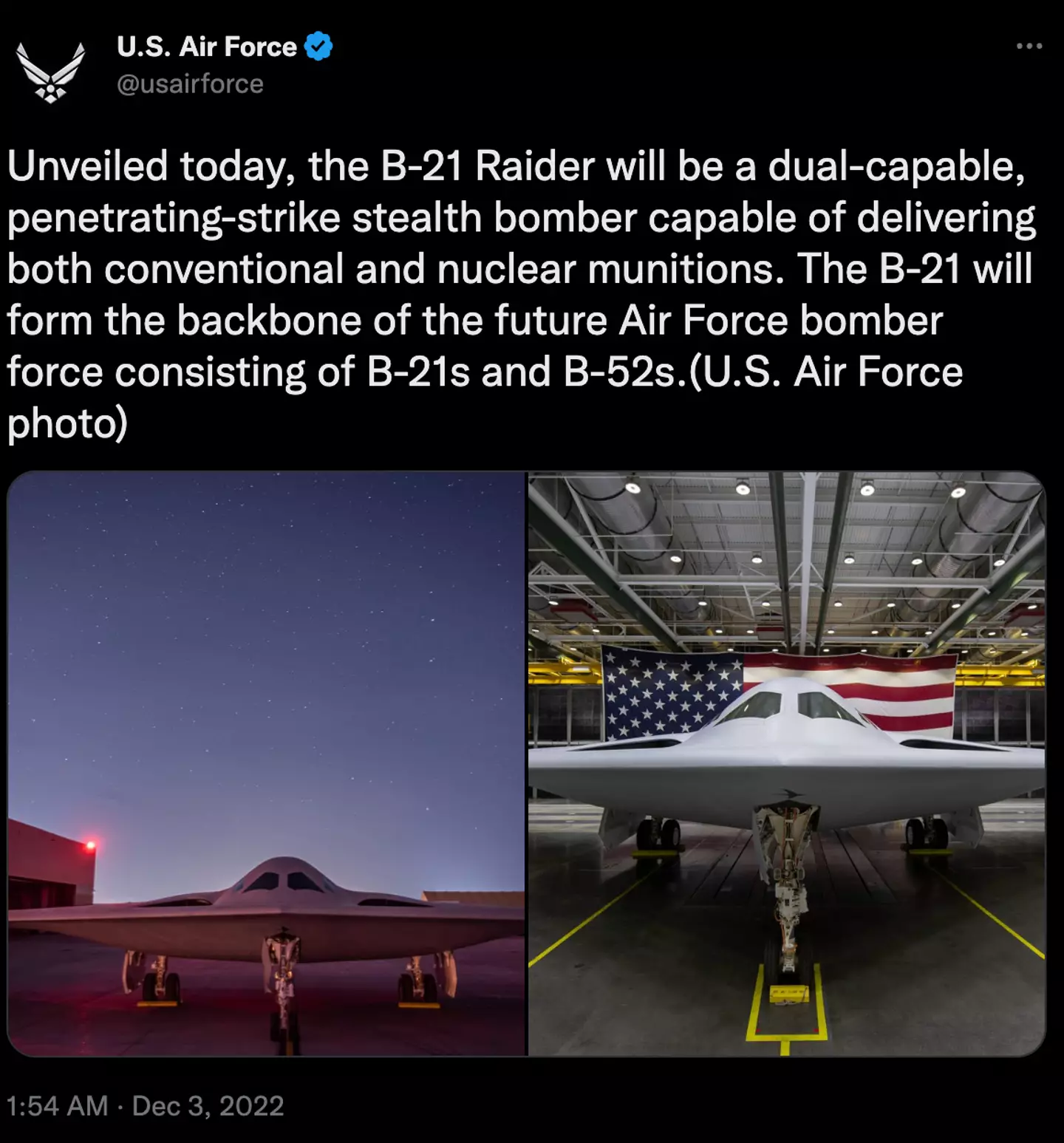 The US Air Force plan to produce at least 100 B-21 Raiders.